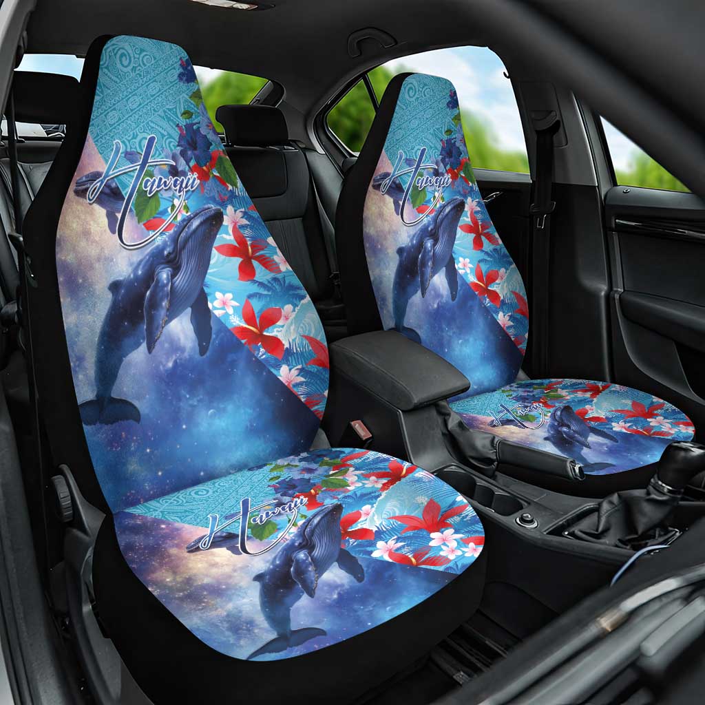 Hawaii Aloha Whales Car Seat Cover Hibiscus and Whales with Polynesian Pattern - Polynesian Pride