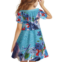Hawaii Aloha Whales Family Matching Off Shoulder Maxi Dress and Hawaiian Shirt Hibiscus and Whales with Polynesian Pattern LT03 - Polynesian Pride