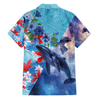Hawaii Aloha Whales Family Matching Off Shoulder Short Dress and Hawaiian Shirt Hibiscus and Whales with Polynesian Pattern LT03 - Polynesian Pride