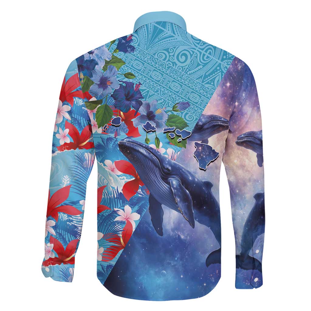 Hawaii Aloha Whales Family Matching Off Shoulder Short Dress and Hawaiian Shirt Hibiscus and Whales with Polynesian Pattern LT03 - Polynesian Pride