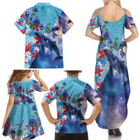 Hawaii Aloha Whales Family Matching Summer Maxi Dress and Hawaiian Shirt Hibiscus and Whales with Polynesian Pattern LT03 - Polynesian Pride
