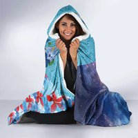 Hawaii Aloha Whales Hooded Blanket Hibiscus and Whales with Polynesian Pattern LT03 - Polynesian Pride
