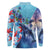 Hawaii Aloha Whales Long Sleeve Polo Shirt Hibiscus and Whales with Polynesian Pattern - Polynesian Pride