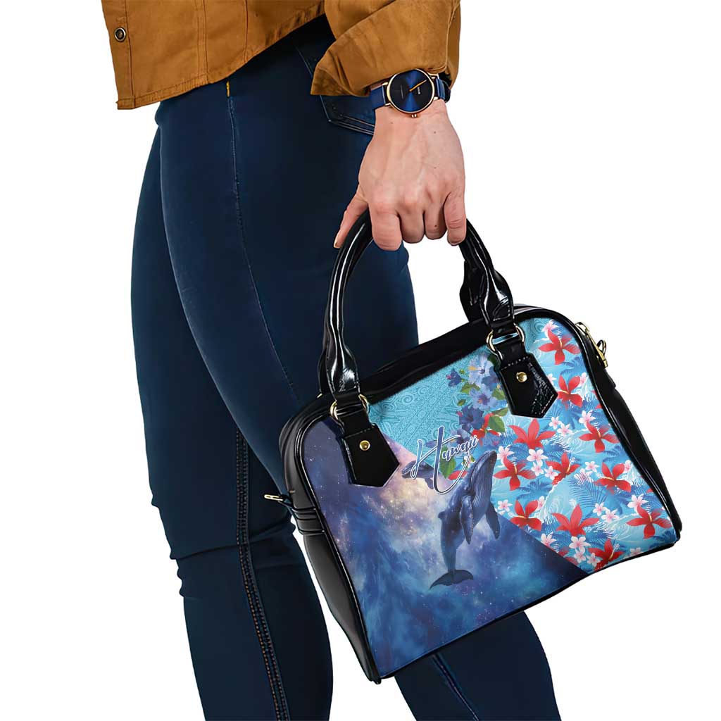 Hawaii Aloha Whales Shoulder Handbag Hibiscus and Whales with Polynesian Pattern LT03 - Polynesian Pride