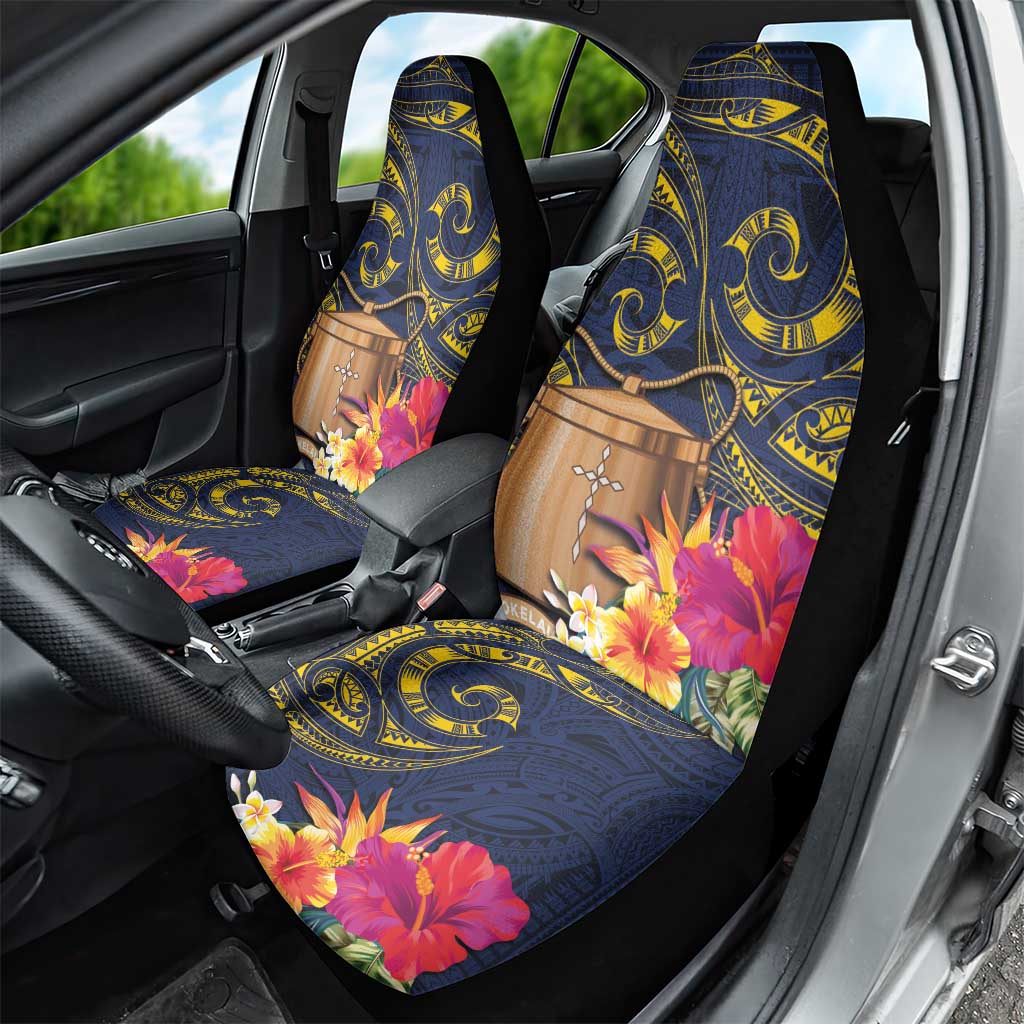 Tokelau Tokehega Day Car Seat Cover Coat of Arms with Polynesian Tattoo and Hibiscus LT03 - Polynesian Pride
