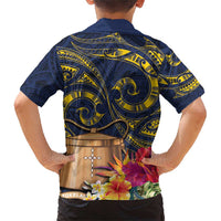 Tokelau Tokehega Day Family Matching Short Sleeve Bodycon Dress and Hawaiian Shirt Coat of Arms with Polynesian Tattoo and Hibiscus LT03 - Polynesian Pride