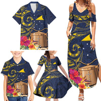 Tokelau Tokehega Day Family Matching Summer Maxi Dress and Hawaiian Shirt Coat of Arms with Polynesian Tattoo and Hibiscus LT03 - Polynesian Pride