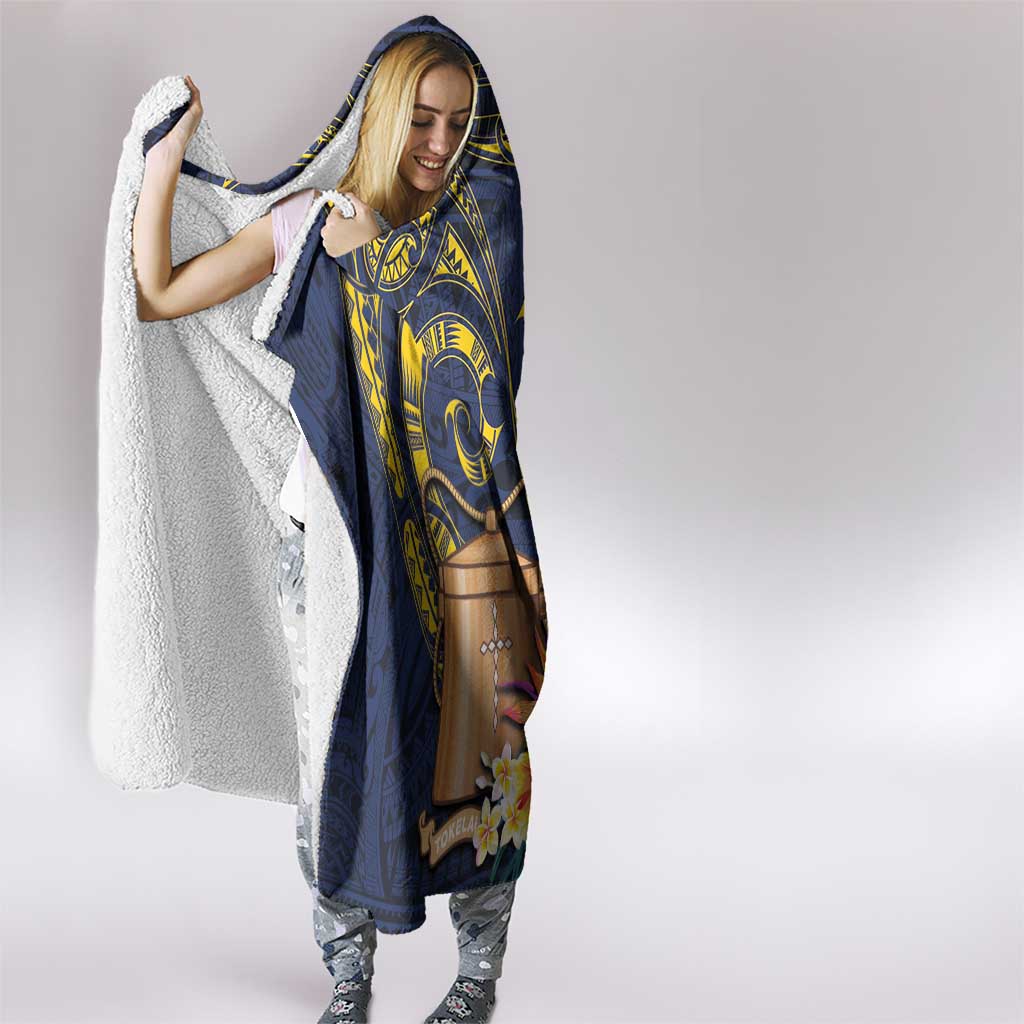 Tokelau Tokehega Day Hooded Blanket Coat of Arms with Polynesian Tattoo and Hibiscus