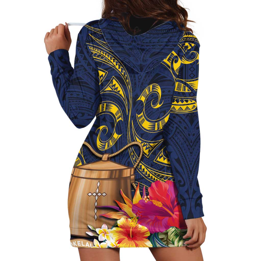 Tokelau Tokehega Day Hoodie Dress Coat of Arms with Polynesian Tattoo and Hibiscus LT03 - Polynesian Pride