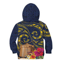 Tokelau Tokehega Day Kid Hoodie Coat of Arms with Polynesian Tattoo and Hibiscus LT03 - Polynesian Pride