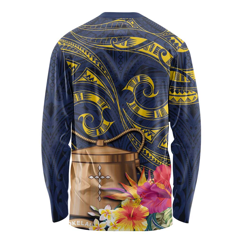 Tokelau Tokehega Day Long Sleeve Shirt Coat of Arms with Polynesian Tattoo and Hibiscus LT03 - Polynesian Pride