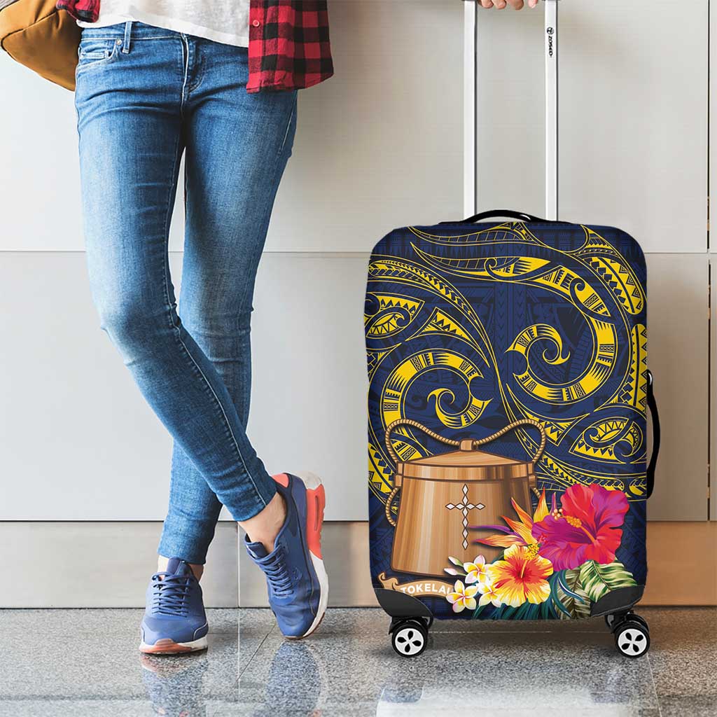 Tokelau Tokehega Day Luggage Cover Coat of Arms with Polynesian Tattoo and Hibiscus LT03 - Polynesian Pride