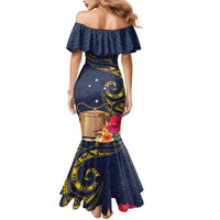 Tokelau Tokehega Day Mermaid Dress Coat of Arms with Polynesian Tattoo and Hibiscus LT03 - Polynesian Pride