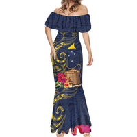 Tokelau Tokehega Day Mermaid Dress Coat of Arms with Polynesian Tattoo and Hibiscus LT03 - Polynesian Pride