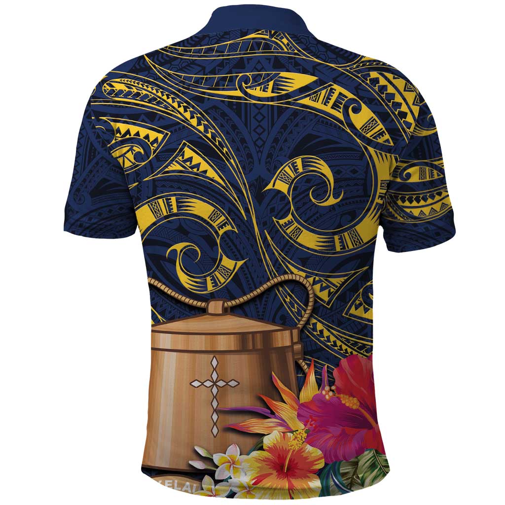 Tokelau Tokehega Day Polo Shirt Coat of Arms with Polynesian Tattoo and Hibiscus LT03 - Polynesian Pride
