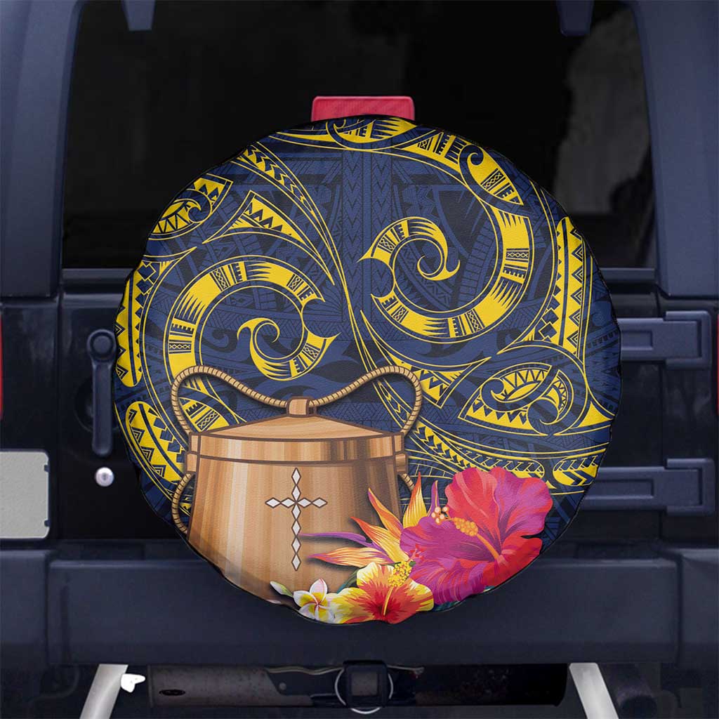 Tokelau Tokehega Day Spare Tire Cover Coat of Arms with Polynesian Tattoo and Hibiscus LT03 - Polynesian Pride