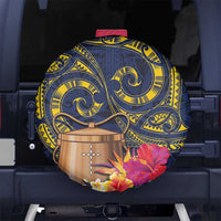 Tokelau Tokehega Day Spare Tire Cover Coat of Arms with Polynesian Tattoo and Hibiscus LT03 - Polynesian Pride