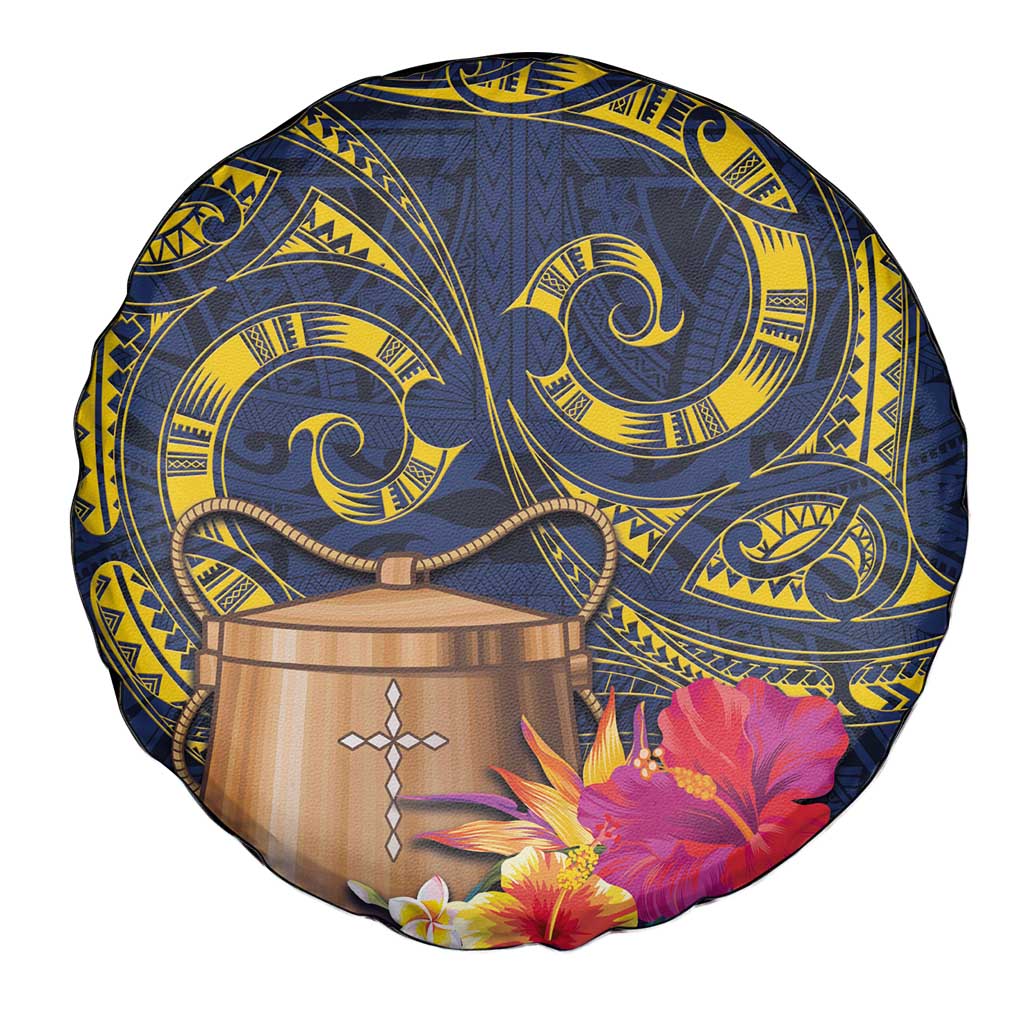 Tokelau Tokehega Day Spare Tire Cover Coat of Arms with Polynesian Tattoo and Hibiscus LT03 - Polynesian Pride