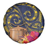 Tokelau Tokehega Day Spare Tire Cover Coat of Arms with Polynesian Tattoo and Hibiscus LT03 - Polynesian Pride