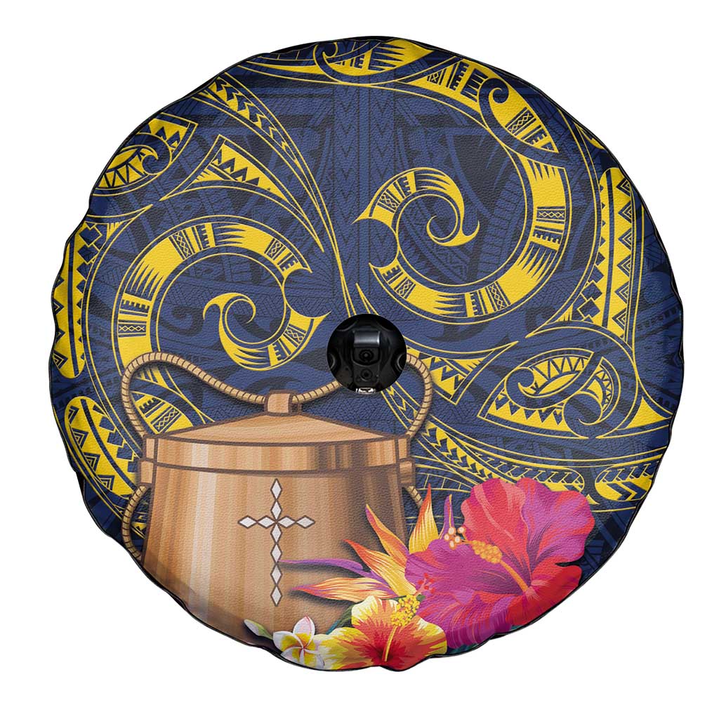 Tokelau Tokehega Day Spare Tire Cover Coat of Arms with Polynesian Tattoo and Hibiscus LT03 - Polynesian Pride