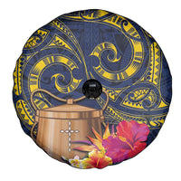 Tokelau Tokehega Day Spare Tire Cover Coat of Arms with Polynesian Tattoo and Hibiscus LT03 - Polynesian Pride