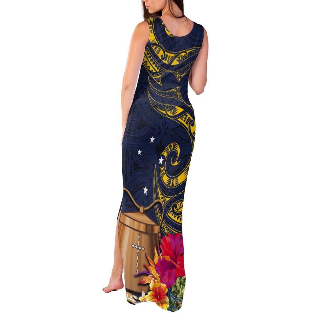 Tokelau Tokehega Day Tank Maxi Dress Coat of Arms with Polynesian Tattoo and Hibiscus LT03 - Polynesian Pride