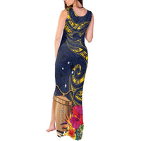 Tokelau Tokehega Day Tank Maxi Dress Coat of Arms with Polynesian Tattoo and Hibiscus LT03 - Polynesian Pride