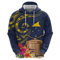 Tokelau Tokehega Day Zip Hoodie Coat of Arms with Polynesian Tattoo and Hibiscus LT03 - Polynesian Pride