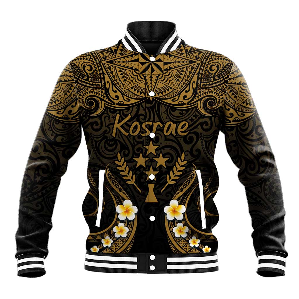 Personalised Kosrae Liberation Day Baseball Jacket Polynesian Tattoo and Plumeria Gold Color LT03 Unisex Gold - Polynesian Pride