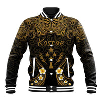 Personalised Kosrae Liberation Day Baseball Jacket Polynesian Tattoo and Plumeria Gold Color LT03 Unisex Gold - Polynesian Pride