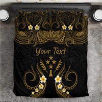 Personalised Kosrae Liberation Day Bedding Set Polynesian Tattoo and Plumeria Gold Color LT03 Gold - Polynesian Pride
