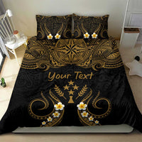 Personalised Kosrae Liberation Day Bedding Set Polynesian Tattoo and Plumeria Gold Color LT03 - Polynesian Pride