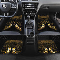 Personalised Kosrae Liberation Day Car Mats Polynesian Tattoo and Plumeria Gold Color LT03 Set 4pcs Gold - Polynesian Pride