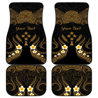 Personalised Kosrae Liberation Day Car Mats Polynesian Tattoo and Plumeria Gold Color LT03 - Polynesian Pride