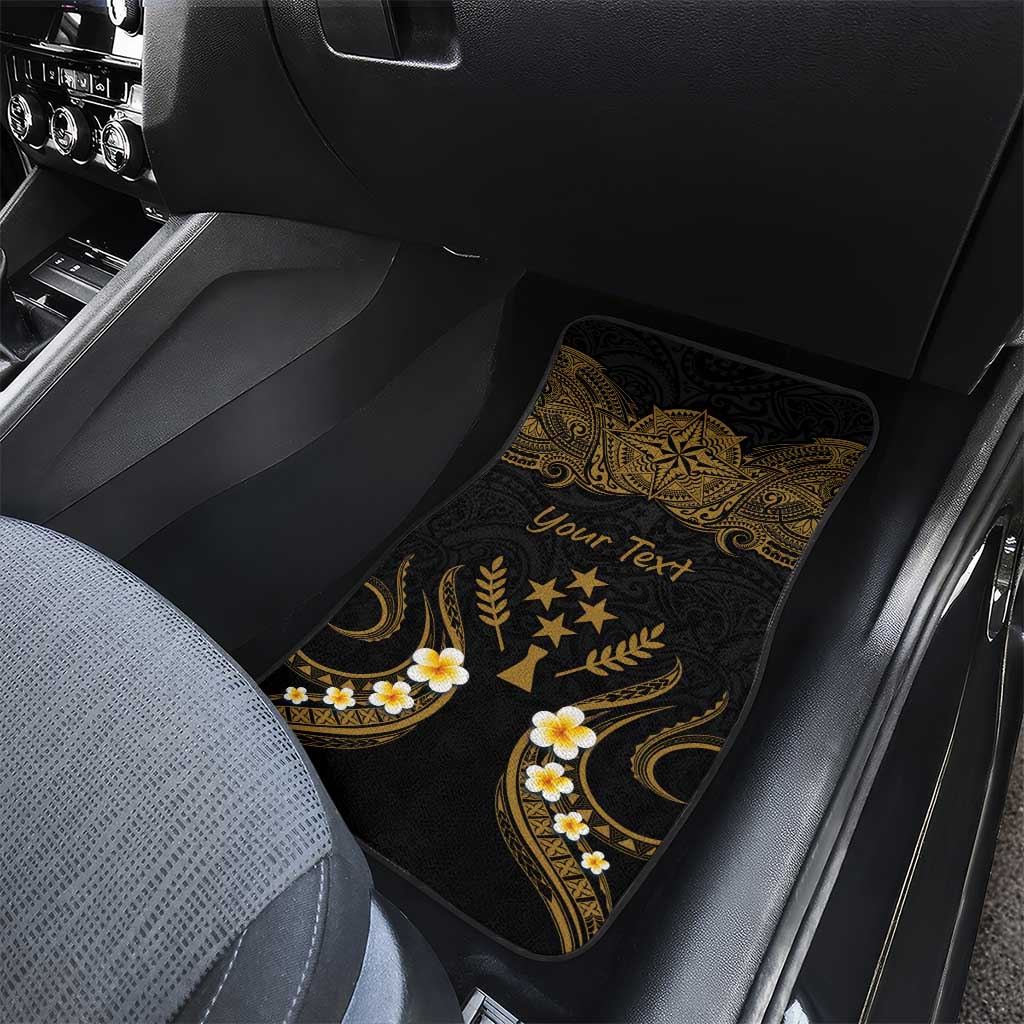 Personalised Kosrae Liberation Day Car Mats Polynesian Tattoo and Plumeria Gold Color LT03 - Polynesian Pride