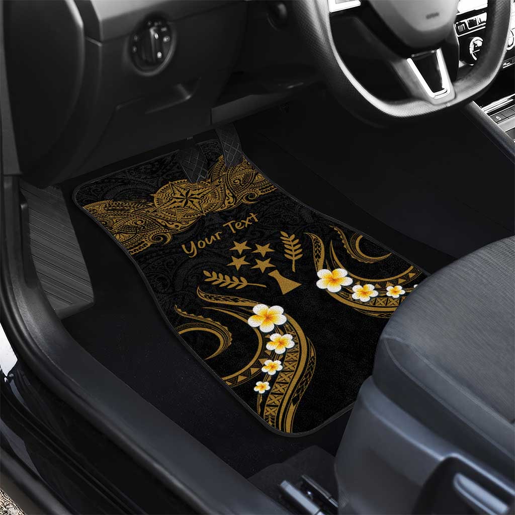 Personalised Kosrae Liberation Day Car Mats Polynesian Tattoo and Plumeria Gold Color LT03 - Polynesian Pride