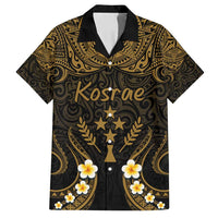 Personalised Kosrae Liberation Day Family Matching Long Sleeve Bodycon Dress and Hawaiian Shirt Polynesian Tattoo and Plumeria Gold Color LT03 Dad's Shirt - Short Sleeve Gold - Polynesian Pride