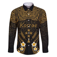 Personalised Kosrae Liberation Day Family Matching Mermaid Dress and Hawaiian Shirt Polynesian Tattoo and Plumeria Gold Color LT03 Dad's Shirt - Long Sleeve Gold - Polynesian Pride