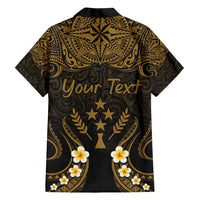Personalised Kosrae Liberation Day Family Matching Off Shoulder Maxi Dress and Hawaiian Shirt Polynesian Tattoo and Plumeria Gold Color LT03 - Polynesian Pride