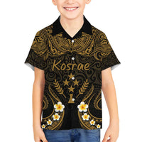 Personalised Kosrae Liberation Day Family Matching Off Shoulder Maxi Dress and Hawaiian Shirt Polynesian Tattoo and Plumeria Gold Color LT03 Son's Shirt Gold - Polynesian Pride