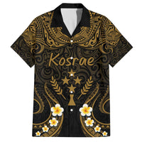 Personalised Kosrae Liberation Day Family Matching Puletasi and Hawaiian Shirt Polynesian Tattoo and Plumeria Gold Color LT03 Dad's Shirt - Short Sleeve Gold - Polynesian Pride