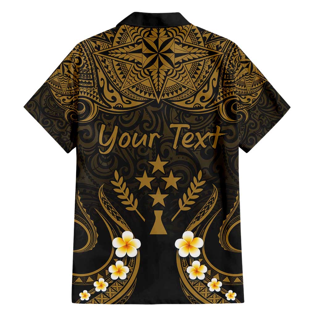 Personalised Kosrae Liberation Day Family Matching Short Sleeve Bodycon Dress and Hawaiian Shirt Polynesian Tattoo and Plumeria Gold Color LT03 - Polynesian Pride