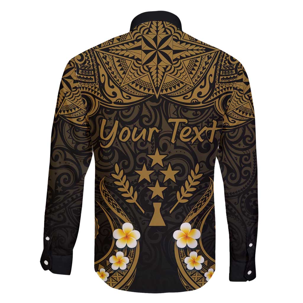 Personalised Kosrae Liberation Day Family Matching Short Sleeve Bodycon Dress and Hawaiian Shirt Polynesian Tattoo and Plumeria Gold Color LT03 - Polynesian Pride