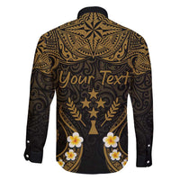 Personalised Kosrae Liberation Day Family Matching Short Sleeve Bodycon Dress and Hawaiian Shirt Polynesian Tattoo and Plumeria Gold Color LT03 - Polynesian Pride