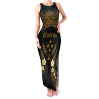 Personalised Kosrae Liberation Day Family Matching Tank Maxi Dress and Hawaiian Shirt Polynesian Tattoo and Plumeria Gold Color LT03 Mom's Dress Gold - Polynesian Pride
