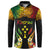 Personalised Kosrae Liberation Day Button Sweatshirt Polynesian Tattoo and Plumeria Reggae Color