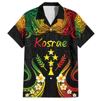 Personalised Kosrae Liberation Day Family Matching Off Shoulder Maxi Dress and Hawaiian Shirt Polynesian Tattoo and Plumeria Reggae Color LT03 Dad's Shirt - Short Sleeve Reggae - Polynesian Pride