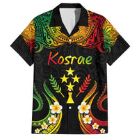 Personalised Kosrae Liberation Day Family Matching Puletasi and Hawaiian Shirt Polynesian Tattoo and Plumeria Reggae Color LT03 Dad's Shirt - Short Sleeve Reggae - Polynesian Pride