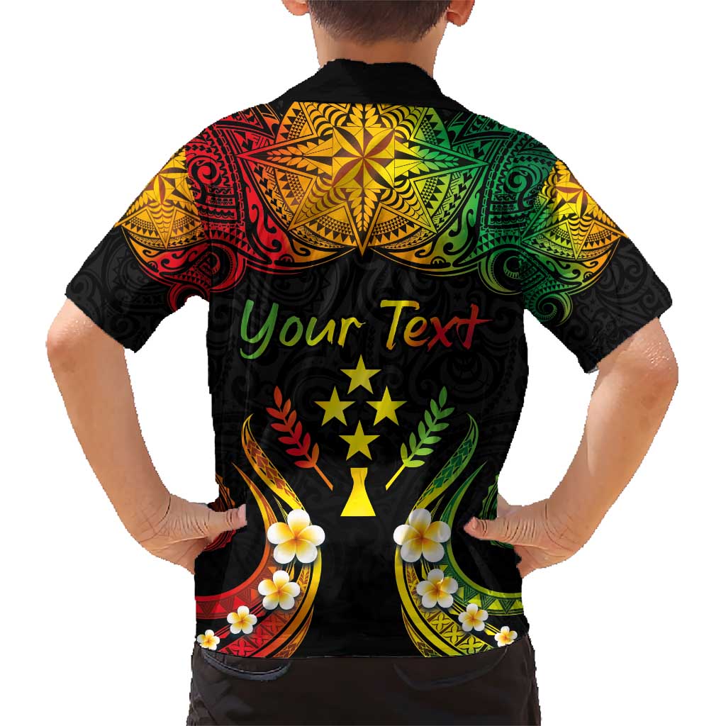 Personalised Kosrae Liberation Day Family Matching Short Sleeve Bodycon Dress and Hawaiian Shirt Polynesian Tattoo and Plumeria Reggae Color LT03 - Polynesian Pride
