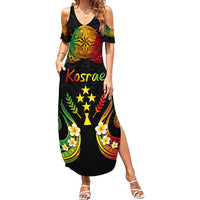 Personalised Kosrae Liberation Day Family Matching Summer Maxi Dress and Hawaiian Shirt Polynesian Tattoo and Plumeria Reggae Color LT03 Mom's Dress Reggae - Polynesian Pride
